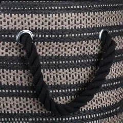 DII&reg; Large Black & Stone Striped Weave Round Paper Storage Basket