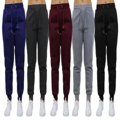 Galaxy by Harvic Women's Relaxed Fit Fleece-Lined Jogger Sweatpants 5 Pack Charcoal/Navy/Burgundy/Heather Gray/Black