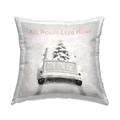 Stupell Industries All Roads Lead Home Christmas Tree Throw Pillow