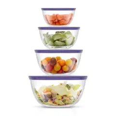 JoyJolt&reg; Glass Mixing Bowls with Lids Set Purple