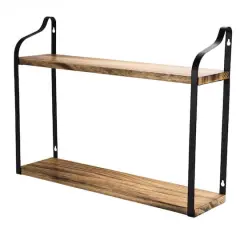 NEX&trade; 2-Tier Floating Wall-Mounted Rustic Wood Storage Shelf