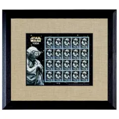 Star Wars Yoda U.S. Stamp Sheet in 16"x 14" Wood Frame