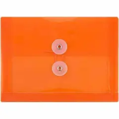JAM Paper 5.5" x 7.5" Orange Plastic Button String Booklet Envelopes, 24ct.