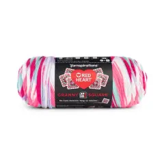 Red Heart&reg; All in One&trade; Granny Square&trade; Yarn White - Pink Punch