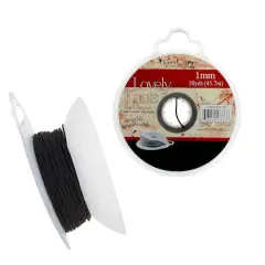John Bead Lovely Knots 1mm Asian Knotting Cord with Bobbin, 50yd. Black