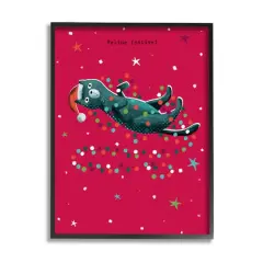 Stupell Industries Feline Festive Christmas Cat Black Framed Giclee Art