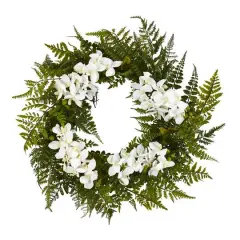 24" Mixed Fern & Moth Orchid Artificial Wreath