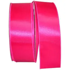 JAM Paper 2.5" x 50yd. Wired Satin Ribbon Fuchsia