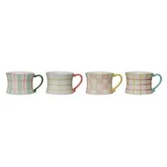 Hello Honey&reg; 3" Plaid Panache Stoneware Mug Set