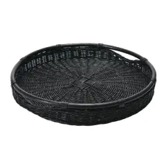 Hello Honey&reg; Black Wicker Trays with Handle Set