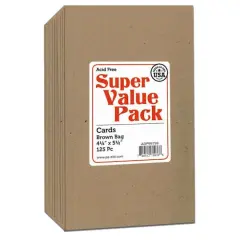 PA Paper&trade; Accents Super Value Brown Bag 4.25" x 5.5" Cards, 125ct.