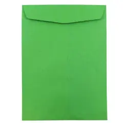 JAM Paper 10" x 13" Brite Hue Christmas Green Open End Catalog Colored Envelopes, 100ct.