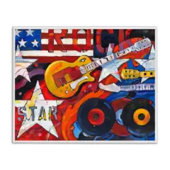 Stupell Industries Rockstar Americana Music Tribute Framed Giclee Art White