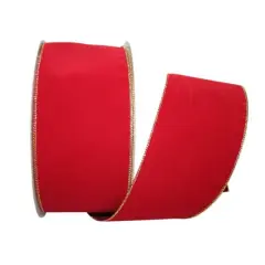 JAM Paper 4" x 50yd. Velvet Wired Ribbon Scarlet/Gold