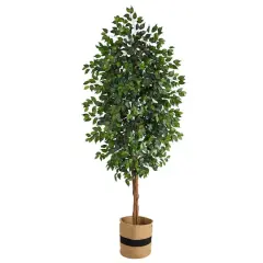 8ft. Ficus Artificial Tree in Handmade Natural Cotton Planter