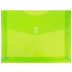 JAM Paper 9.75" x 13" Lime Green Plastic Hook & Loop Closure Envelopes, 12ct.