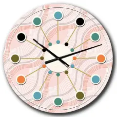 Designart 'Pink Elegant Pastel Waves Mid-Century Modern Wall Clock