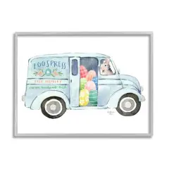 Stupell Industries Patterned Easter Eggs Truck Holiday Bunny Painting Framed Giclee Art Gray
