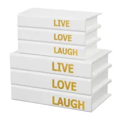 Live, Laugh, Love Canvas Storage Book Box Set White