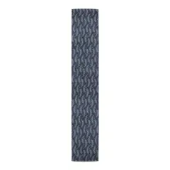 72" Navy Blue Leaf Pattern Cotton Twill Table Runner