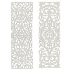 Set of 2 White Mango Wood Farmhouse Abstract Wall Decor, 16" x 48"