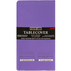JAM Paper 108" Rectangular Plastic Lined Paper Table Cover Purple
