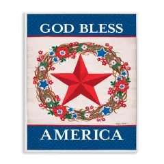 Stupell Industries God Bless America Wreath Framed Giclee Art White