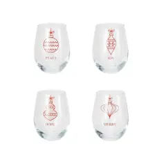 Hello Honey&reg; 18oz. Ornament Stemless Wine Glass Set