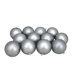12ct. 4" Pewter Gray Shatterproof Matte Christmas Ball Ornaments