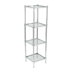 Organize It All Free Standing 4-Tier Glass Shelf Tower 