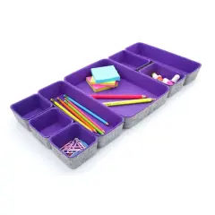 Welaxy Felt 8 Piece Drawer Organizer Tray Set Purple