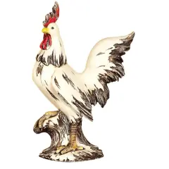 15" White Rooster Garden Sculpture