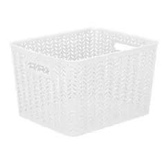 Simplify 13.75" Large Herringbone Storage Bin White