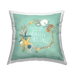 Stupell Industries Wish You Sunny Christmas Wreath Throw Pillow