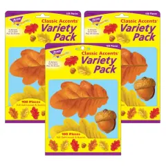 Trend Classic Accents&reg; Fall Oak Leaves & Acorns Variety Pack, 3 Packs of 108 