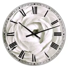 Designart White Ranunculus Close Up Large Cottage Wall Clock