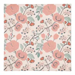 Pink Navy Floral 10" x 10" Cotton Twill Napkin