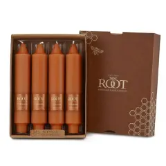 Root Candles 7" Unscented Smooth Collenette Taper Candles, 4ct. Rust