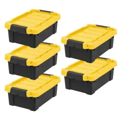 IRIS&reg; 13.3qt. Black Store-It-All Utility Totes with Yellow Buckle Lids, 5ct.