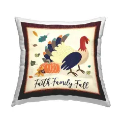 Stupell Industries Faith Family Fall Autumn Turkey Decorative Printed Throw Pillow