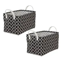 DII&reg; Large Lattice PE-Coated Cotton Polyester Laundry Bin, 2ct. Black