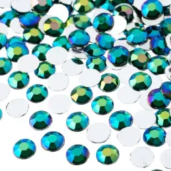 John Bead 8mm Acrylic Round Flat Back Rhinestones, 1,000ct. Green AB