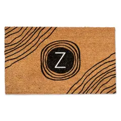 Black Monogram Circle Natural Coir Doormat Z