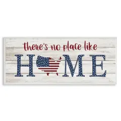 Stupell Industries Patriotic There's No Place Like Home Phrase Americana Framed Giclee Art White