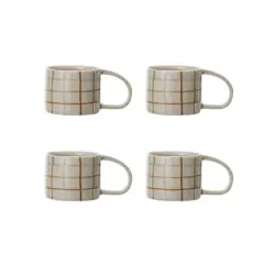 Hello Honey&reg; 12oz. Multicolor Stoneware Mugs with Checkered Pattern, 4ct.