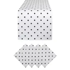 DII&reg; Polka Dot Table Runner & Napkins Set Black