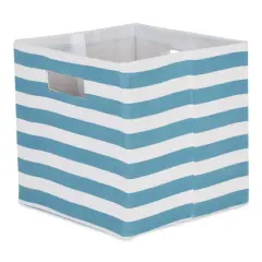 DII&reg; 11" Polyester Stripes Storage Cube Storm Blue