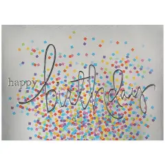 JAM Paper Wording with Confetti Blank Birthday Card Set