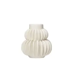 Hello Honey&reg; 5" Handmade Stoneware Vase With Half Circle Pleated Design