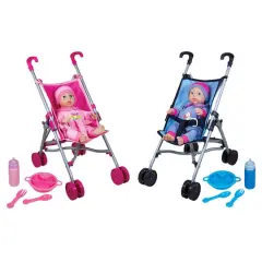 Lissi Dolls Baby Doll Umbrella Stroller Twin Set with 2 Toy Baby Dolls